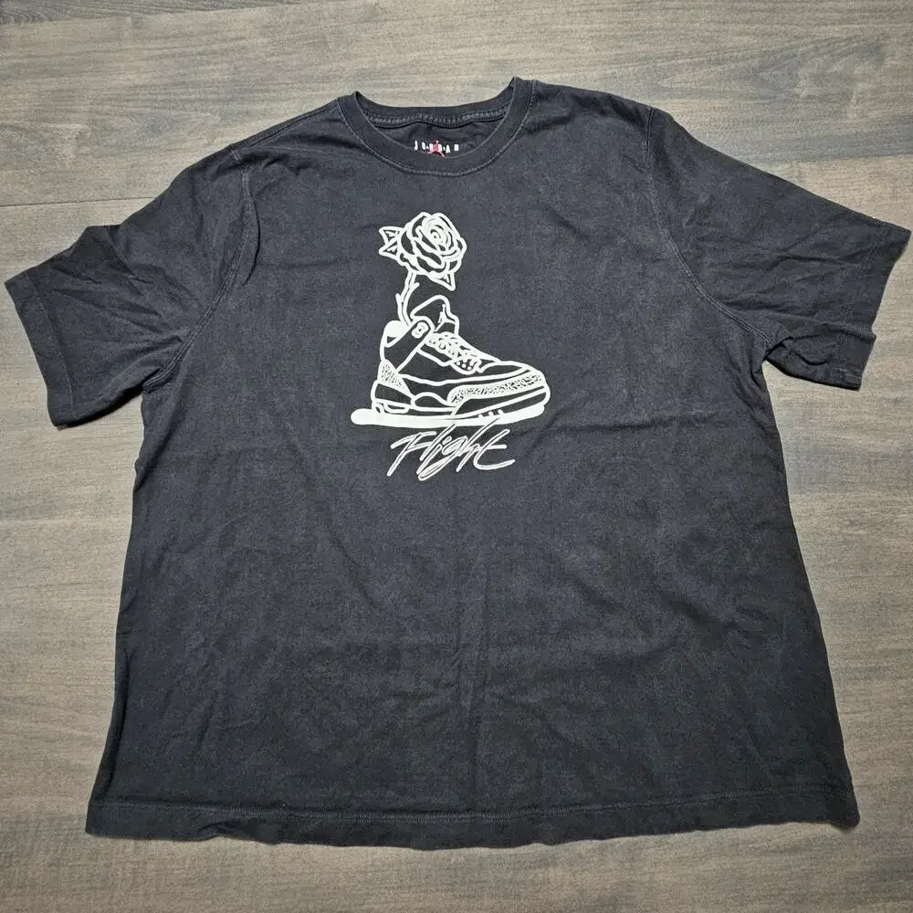 Air Jordan Black Flight Rose Shirt Size 1X Loose Fit Graphic T-shirt